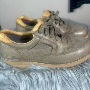 Rockport Brown and Gold Sneakers with Leather Finish